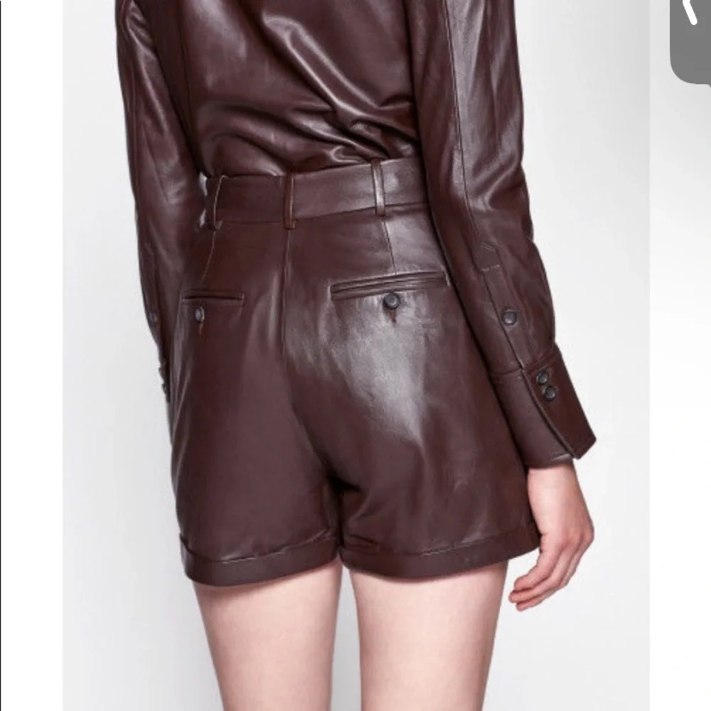 NWT Equipment Breeta Brown leather shorts - Picture 3 of 5